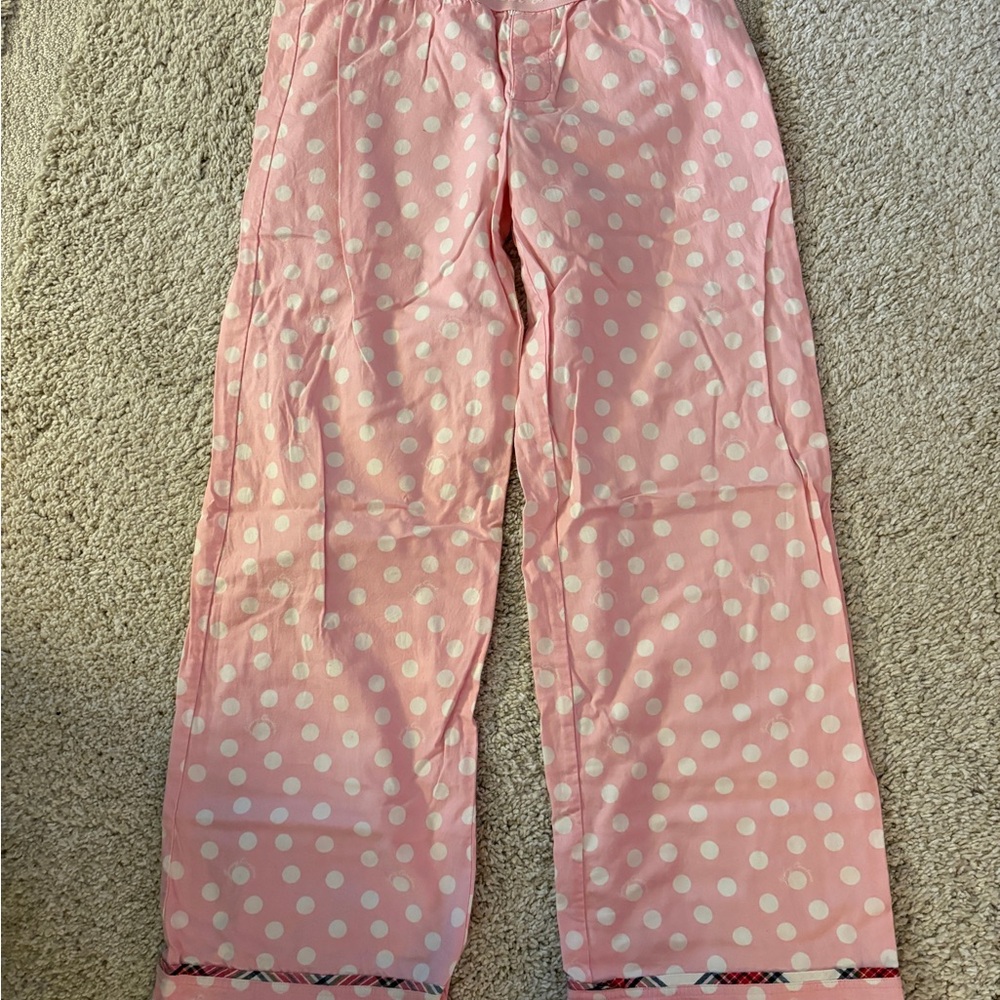 Juicy Couture Pink and White Polka Dot Flanel Pajama Bottoms